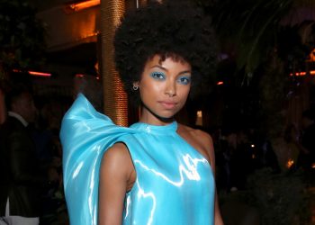 Great Outfits in Fashion History: Logan Browning in High-Sheen Halpern